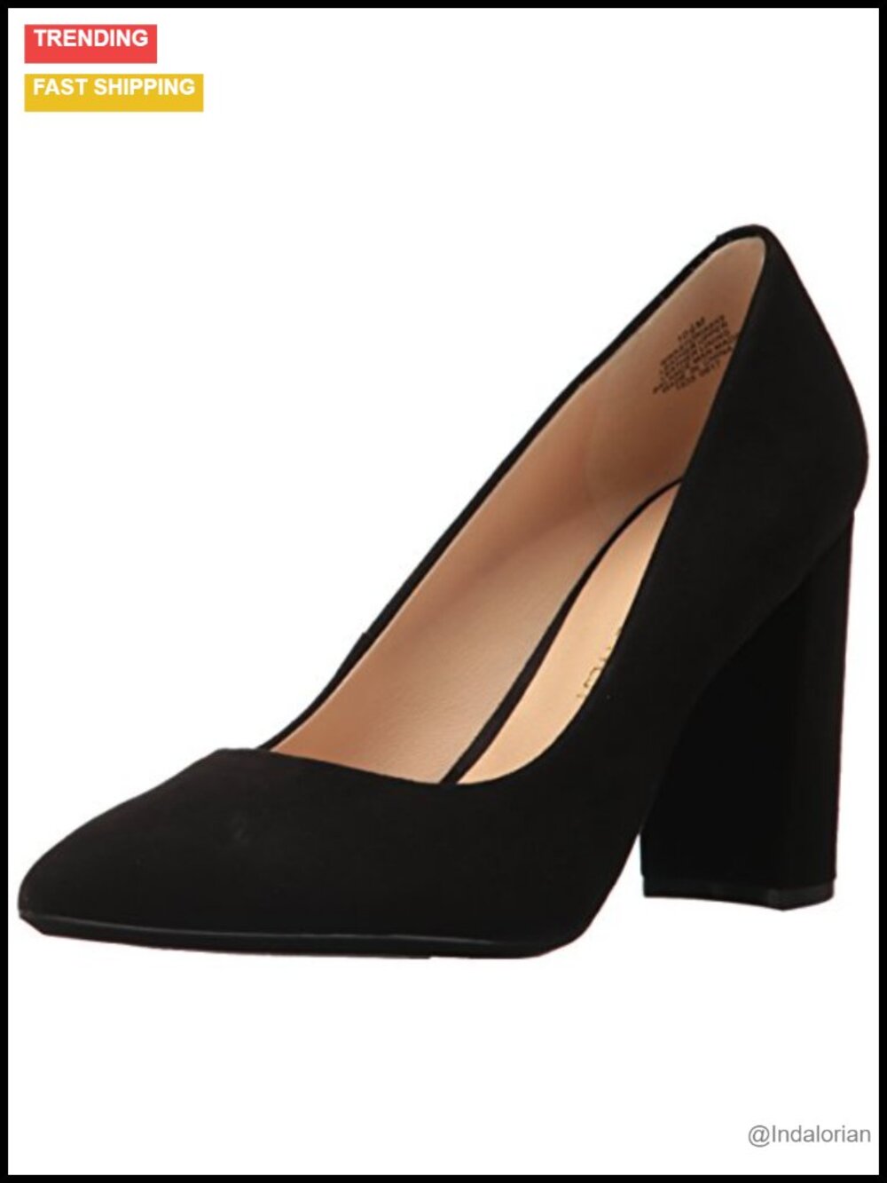 Nine West Astoria Block Heel Pump Leather Lining Pointed Toe Slip-On